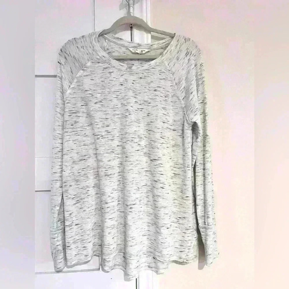 Spring + Mercer Space Dye Tee White & Gray Long Sleeve Oversized Size Medium EUC - Picture 1 of 4